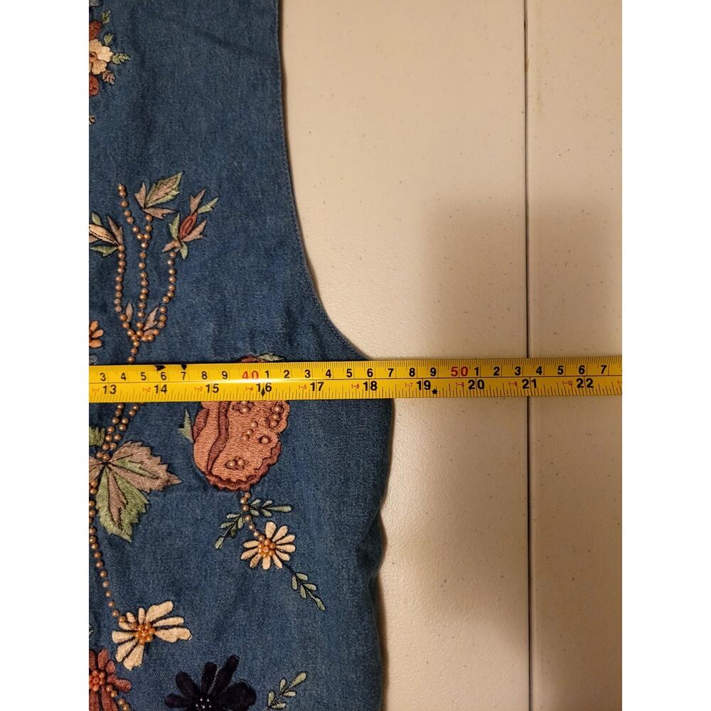 Agapo Collection Vest Size L Boho Southwest Artsy Embroidered Beaded Floral Cute - Picture 9 of 12